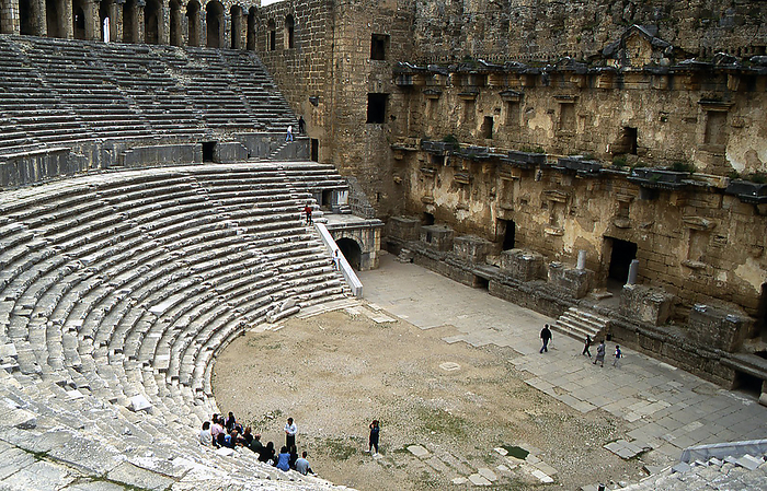 Aspendos, Turkey, 2019. Creator: Ethel Davies. An incredibly well preserved theatre from ancient Roman Times, ballet and opera festivals are still held here, Aspendos, Turkey, 2019. Creator: Ethel Davies.
