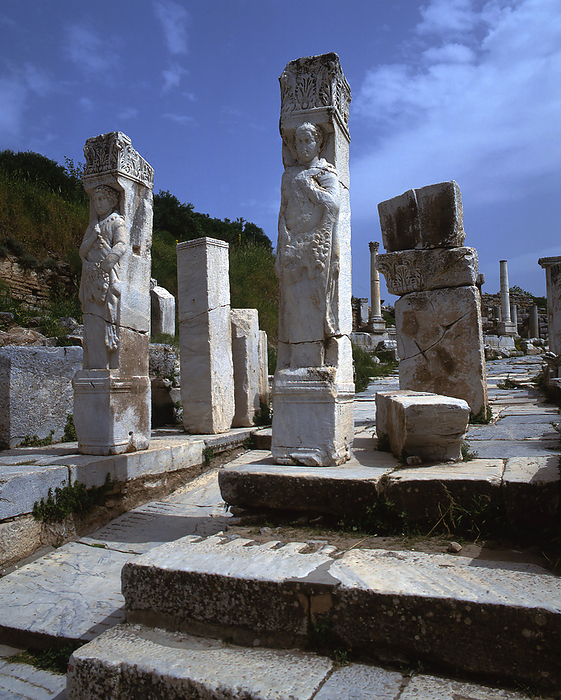 Ephesus, Turkey, 2019. Creator: Ethel Davies. Remains of a temple at the important city of Ephesus, dating from ancient Greek times but lasting through the Romans and medieval eras, Kusadasi, Turkey, 2019. Creator: Ethel Davies.