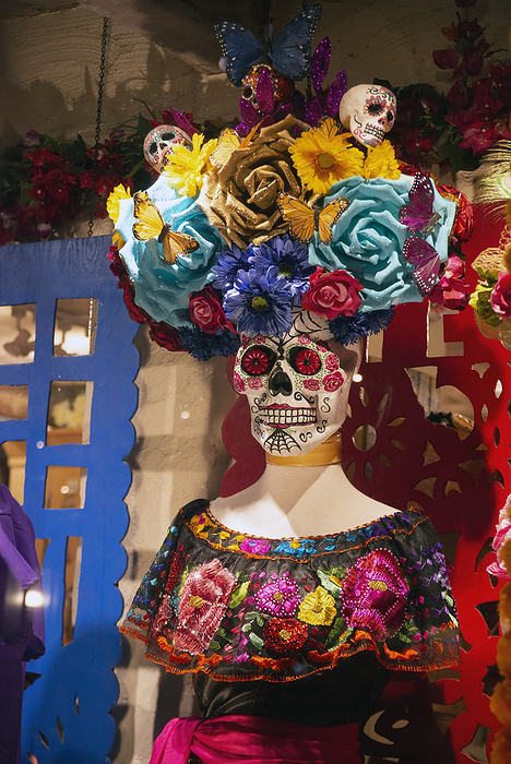 Day of the Dead, San Diego, California, USA, 2022. Creator: Ethel Davies. Day of the Dead, San Diego, California, USA, 2022. Traditional Mexican influenced colourful and elaborate skull decorated for the Day of the Dead celebrations  1 November , San Diego, California, USA. Creator: Ethel Davies.