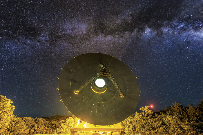 Parabolic Antenna of the National Astronomical Observatory of Japan, Tokyo and the Milky Way