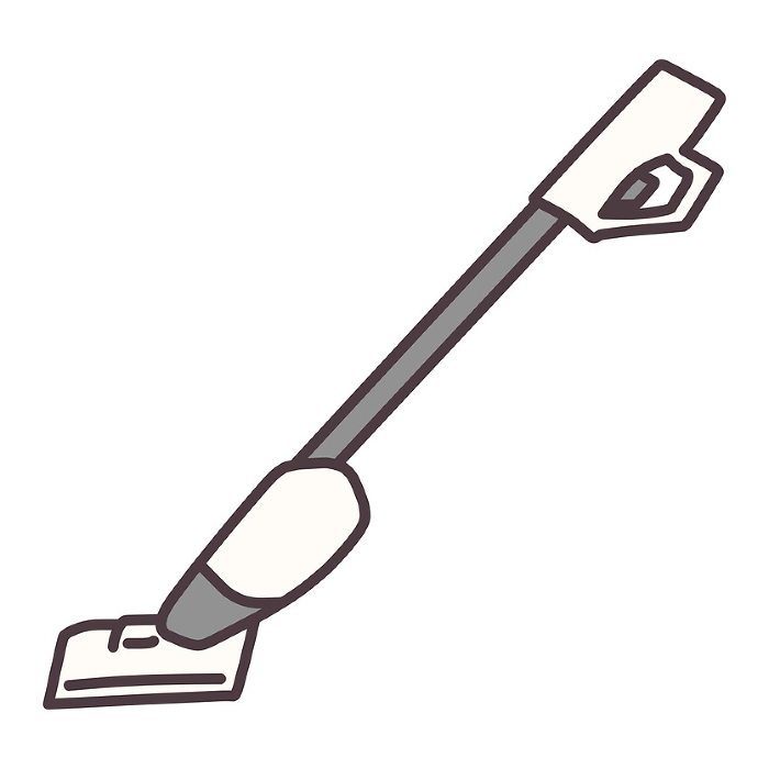Illustration of a simple deformed white stick vacuum cleaner