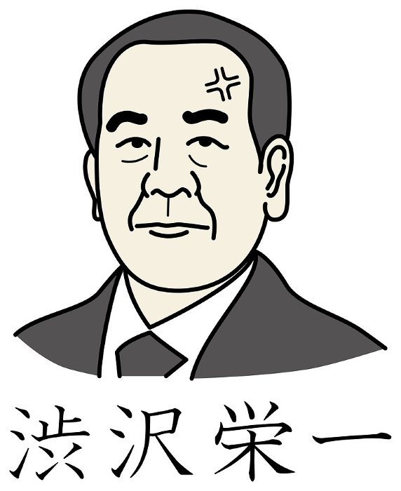 Simple image illustration of Japanese businessman Eiichi Shibusawa Eiichi Shibusawa angry face version vector