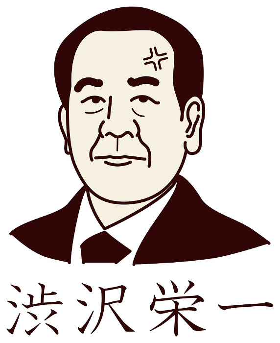 Simple image illustration of Japanese businessman Eiichi Shibusawa Eiichi Shibusawa angry face version vector
