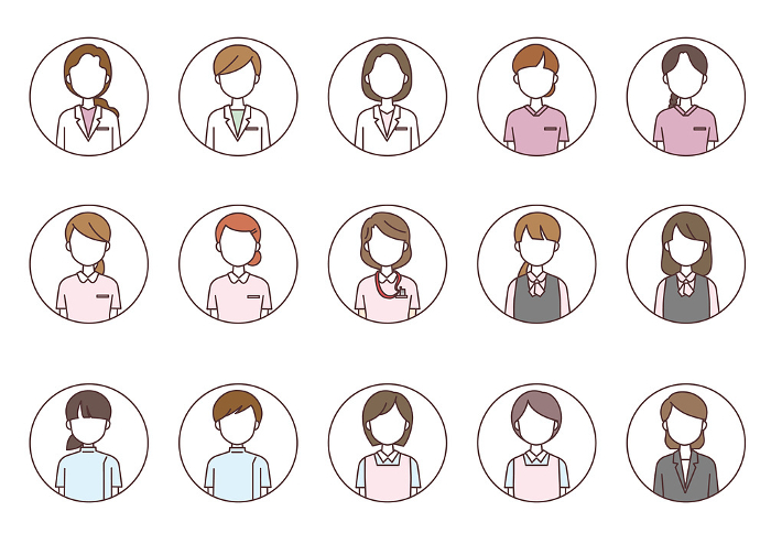 Icon set of people working in medical institutions