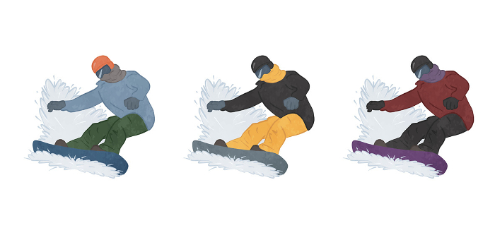 Clip art set of person snowboarding coolly 02