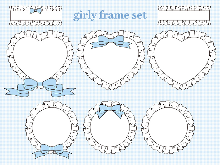 Vector illustration set of frames with ruffles and ribbons