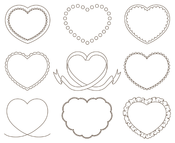 Girly heart frame vector illustration set
