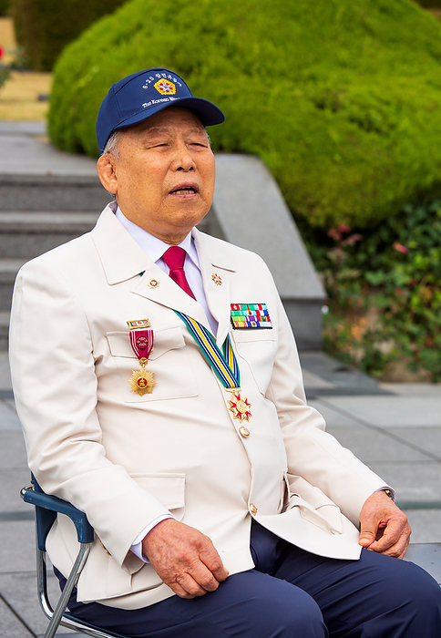 The U.N. Memorial Cemetery in South Korea The U.N. Memorial Cemetery, Nov 10, 2023 : Hwang Sang Young  91 , a South Korean Navy veteran of Korean War, speaks during a press interview at the U.N. Memorial Cemetery in Busan, about 420 km  261 miles  southeast of Seoul, South Korea. About 2,300 war veterans from 11 countries are buried at the cemetery, including veterans from Canada, Britain, Australia and Turkey. Twenty one countries sent about 1.96 million soldiers and medics during the 1950 53 Korean War. More than 40,000 of the U.N. troops were killed in action and about 10,000 are still missing, according to local media. The Korean War ended in a truce, not a peace treaty.  Photo by Lee Jae Won AFLO 
