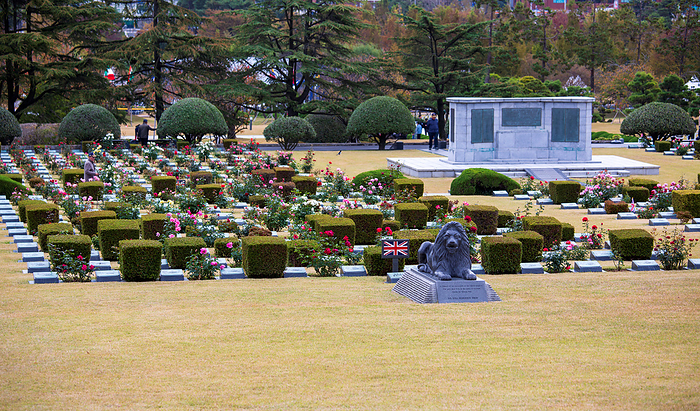 The U.N. Memorial Cemetery in South Korea The U.N. Memorial Cemetery, Nov 10, 2023 : Graveyards of British soldiers at the U.N. Memorial Cemetery in Busan, about 420 km  261 miles  southeast of Seoul, South Korea. About 2,300 war veterans from 11 countries are buried at the cemetery, including veterans from Canada, Britain, Australia and Turkey. Twenty one countries sent about 1.96 million soldiers and medics during the 1950 53 Korean War. More than 40,000 of the U.N. troops were killed in action and about 10,000 are still missing, according to local media. The Korean War ended in a truce, not a peace treaty.  Photo by Lee Jae Won AFLO 