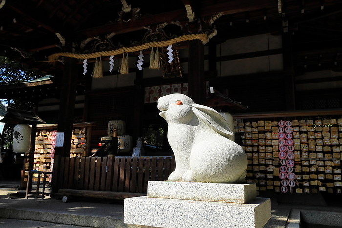 The guardian rabbits of Okazaki Shrine Kyoto City, Kyoto Prefecture