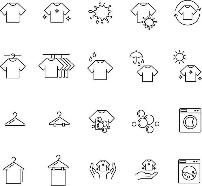 Clothes line drawing icon set