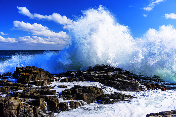 High waves in the Pacific Ocean, Hokkaido, Japan, from Cape Hanasaki