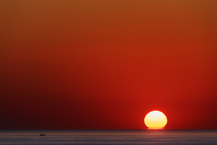 Daruma sunrise and Pacific Ocean near Tokachi Port, Hokkaido
