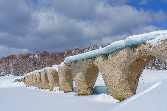 Tausubetsu Bridge in winter Sightseeing in East Hokkaido