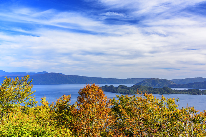 Lake Towada in Autumn Colors from Shimeitei Observatory, Akita Prefecture