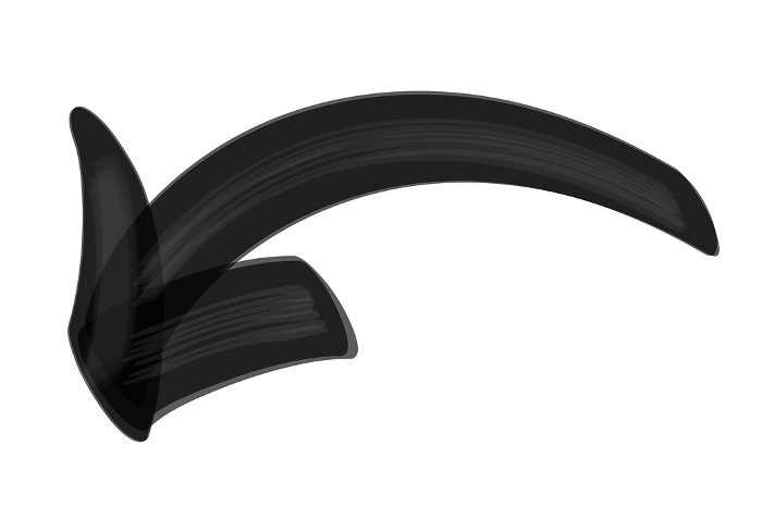 Curved arrow (black) as if drawn with a thick magic marker