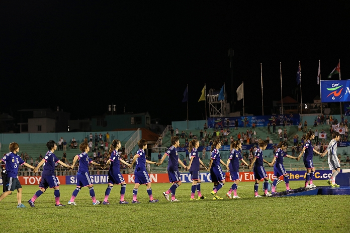 2014 AFC Women s Asian Cup Nadeshiko Japan wins first place Japan team group line up  JPN , MAY 25, 2014   Football   Soccer : Players of Japan attend the podium after the 2014 AFC Women s Asian Cup final match between Japan 1 0 Australia at Thong Nhat Stadium in Ho Chi Minh City, Vietnam.  Photo by Takahisa Hirano AFLO 
