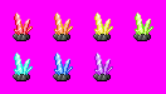 Pixel art of crystal, an item that can be used in games, etc.