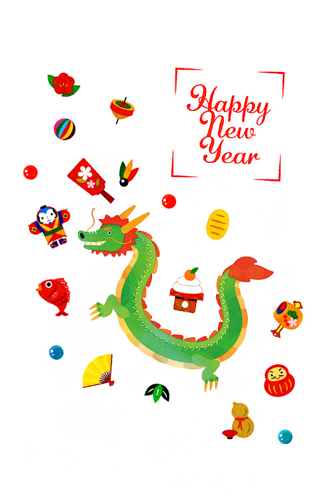 New Year's card illustration of the Chinese zodiac sign for the year of the dragon 2024