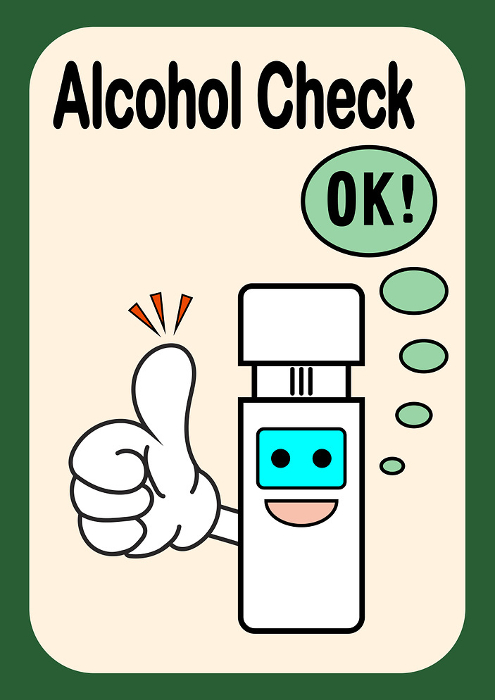 Vector illustration of alcohol checker and OK mark