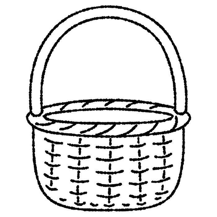 clip art of hand-painted wooden basket, picnic basket