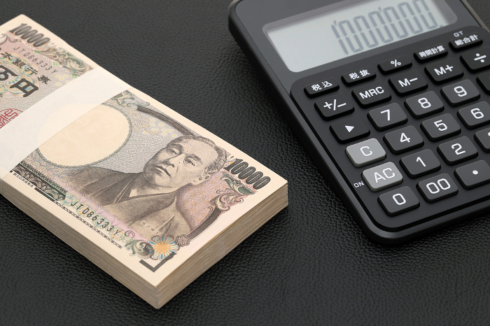 Million yen and calculator