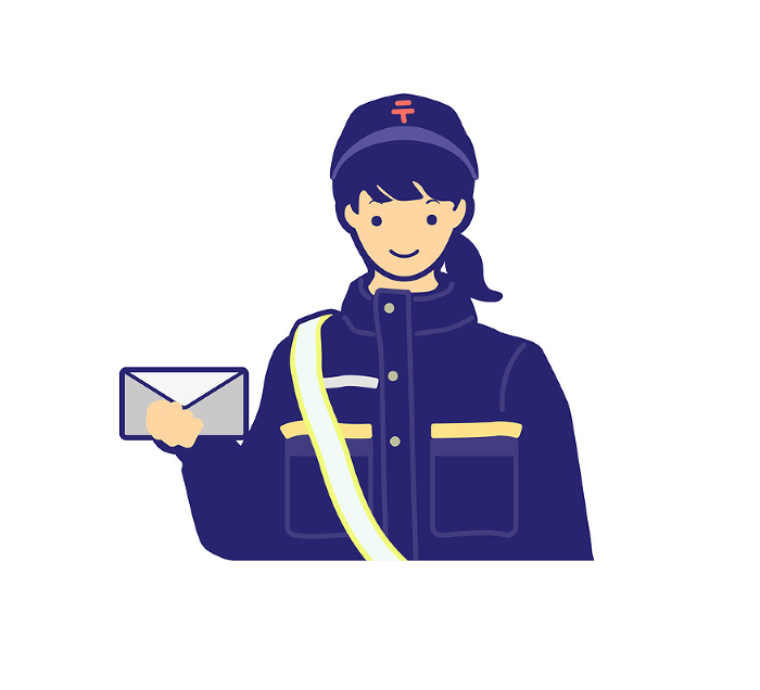 Vector illustration: Smiling female postman with letter (upper body)