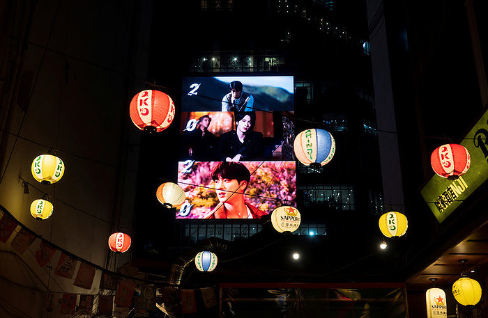 BTS member Jin s birthday in Seoul BTS Jin s birthday, Dec 4, 2023 : A birthday advertisement arranged by BTS member Jin s fans to celebrate his birthday is seen on a LED board of a department store building in central Seoul, South Korea. Jin turned 31 on Dec 4. Jin  Kim Seok Jin  began his military service in December last year. He is now serving as a drill instructor at an Army boot camp. All able bodied men are required to serve in the military for 18 months in South Korea which is technically still at war with North Korea as the 1950 53 Korean War ended with a truce, not a peace treaty.  Photo by Lee Jae Won AFLO 