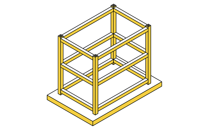 Illustration of building structure, isometric illustration of steel frame (Steel)