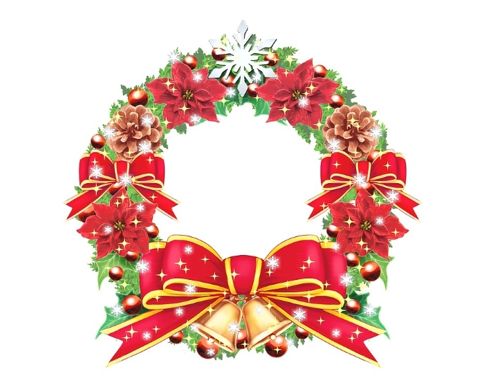 Ribbon and flower Christmas wreath