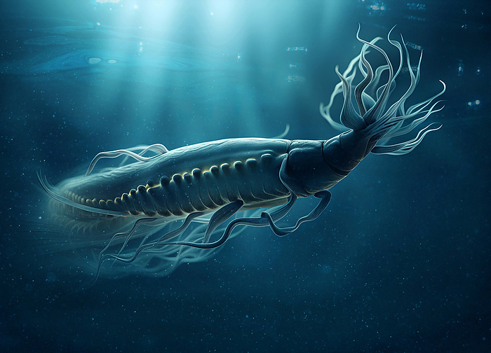Aquatic alien life, illustration Aquatic alien life beneath the Europa ocean, illustration. It is thought that if life evolved on other planets or moons with similar conditions to Earth, many would evolve similar physical features.  This is known as convergent evolution., by VICTOR HABBICK VISIONS SCIENCE PHOTO LIBRARY