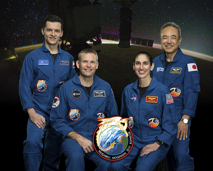 NASA SpaceX Crew 7 astronauts NASA SpaceX Crew 7  from left to right  Japan Aerospace Exploration Agency  JAXA  astronaut Satoshi Furukawa, NASA astronaut Jasmin Moghbeli, European Space Agency  ESA  astronaut Andreas Mogensen and Roscosmos cosmonaut Konstantin Borisov. The Crew 7 mission launched on 26 August 2023 and transported the crew members to the International Space Station  ISS . The Crew 7 mission launched on 26 August 2023 and transported the crew members to the International Space Station  ISS  aboard a SpaceX Crew Dragon spacecraft on a Falcon 9 rocket. Moghbeli led as commander of Crew 7, Furukawa and Borisov were mission specialists and Mogensen was the first European to serve as a pilot for SpaceX s Crew Dragon. by NASA SCIENCE PHOTO LIBRARY