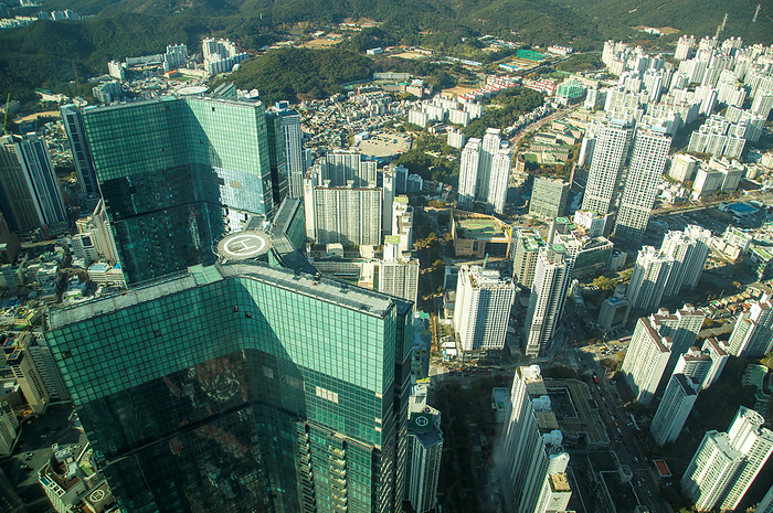 Haeundae LCT The Sharp in Busan, South Korea Haeundae LCT The Sharp, Nov 10, 2023 : The luxury apartment complex, Haeundae LCT The Sharp residential towers  L  are seen in Busan, about 420 km  261 miles  southeast of Seoul, South Korea. Picture taken through the window on the BUSAN X the SKY in Haeundae LCT The Sharp   Landmark Tower.  Photo by Lee Jae Won AFLO 