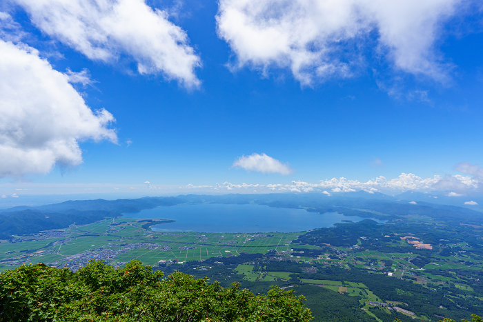 Lake Inawashiro from the top of Mt.