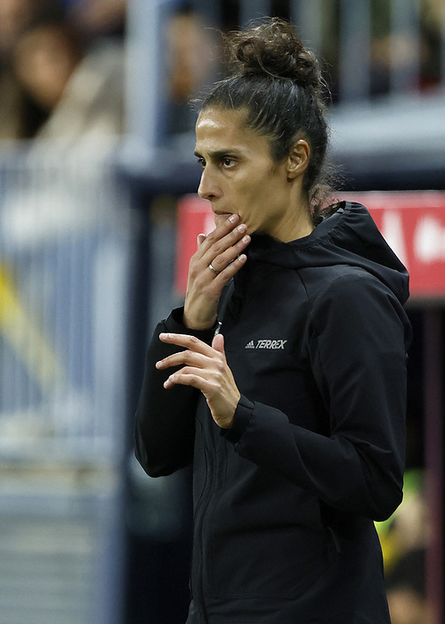 Spain v Sweden   UEFA Womens Nations League Montserrat Tome, Head Coach of Spain on the side line during the UEFA Womens Nations League match between Spain and Sweden at La Rosaleda Stadium on December 5, 2023 in Malaga, Spain.   WARNING  This Photograph May Only Be Used For Newspaper And Or Magazine Editorial Purposes. May Not Be Used For Publications Involving 1 player, 1 Club Or 1 Competition Without Written Authorisation From Football DataCo Ltd. For Any Queries, Please Contact Football DataCo Ltd on  44  0  207 864 9121