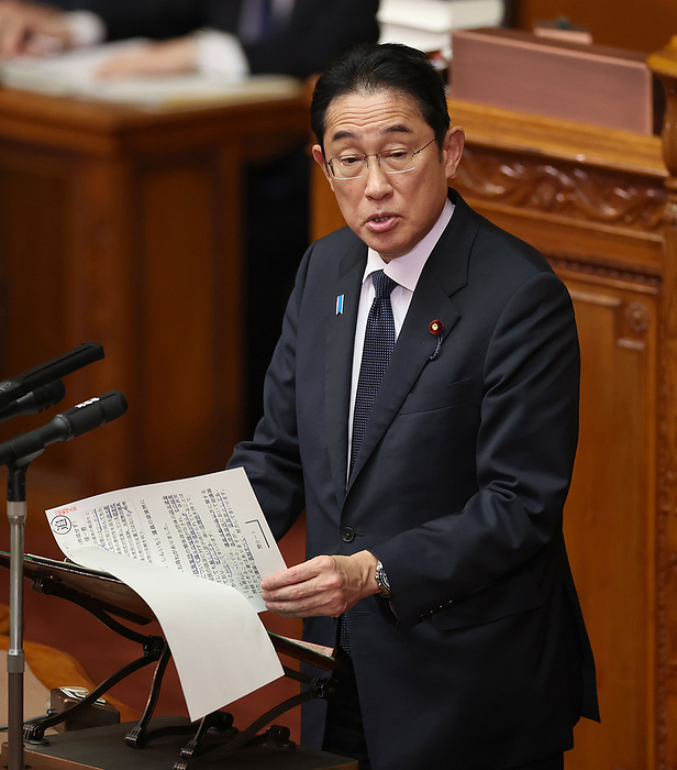 Plenary Session of the House of Councillors Prime Minister Fumio Kishida responds at a plenary session of the upper house of the Diet on December 11, 2023.