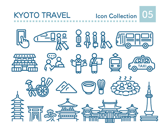 Kyoto travel pictogram set material