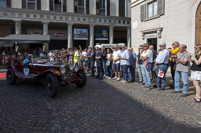 1000 Miglia, parade of historic cars between two wings of the crowd, Novara, Piedmont, Italy, Europe 1000 Miglia, parade of historic cars between two wings of the crowd, Novara, Piedmont, Italy, Europe, by Camillo Balossini