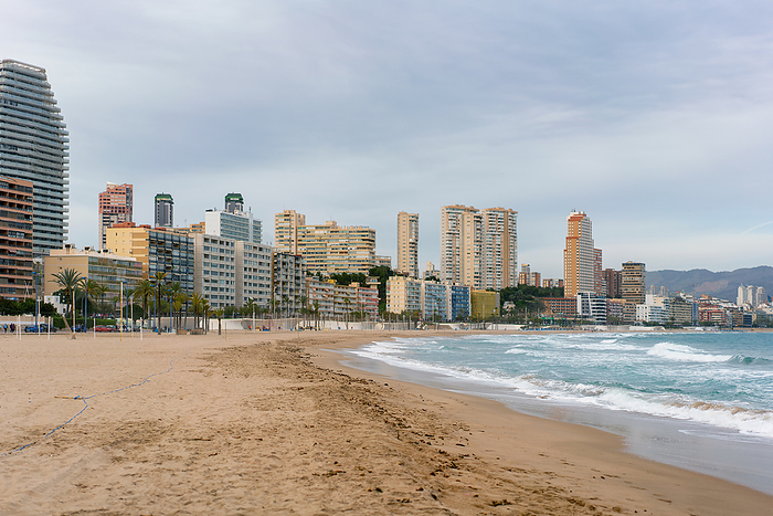 Benidorm beach with hotels on a cloudy day, Benidorm, Costa Blanca, Alicante Province, Spain, Europe Benidorm beach with hotels on a cloudy day, Benidorm, Costa Blanca, Alicante Province, Spain, Europe, by Luis Pina