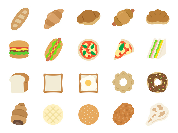 Clip art set of various bread icons