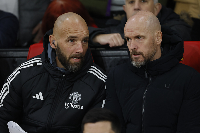 Manchester United v FC Bayern M nchen: Group A   UEFA Champions League 2023 24 Mitchell van der Gaag assistant with Erik ten Hag, Manager of Manchester United during the UEFA Champions League match between Manchester United and FC Bayern Munchen at Old Trafford on December 12, 2023 in Manchester, England.   WARNING  This Photograph May Only Be Used For Newspaper And Or Magazine Editorial Purposes. May Not Be Used For Publications Involving 1 player, 1 Club Or 1 Competition Without Written Authorisation From Football DataCo Ltd. For Any Queries, Please Contact Football DataCo Ltd on  44  0  207 864 9121