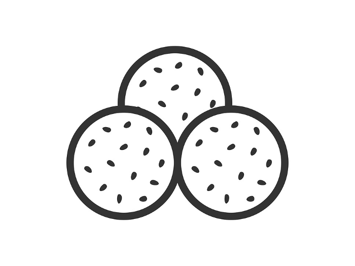 Illustration of sesame dumpling icon (line drawing)
