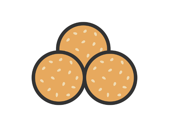 Illustration of sesame dumpling icon (line drawing color)