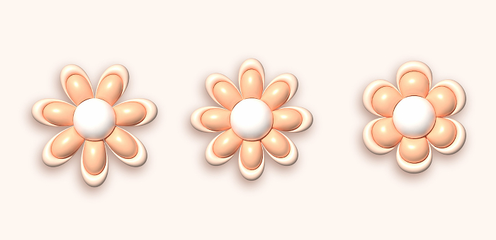 Inflated flower buds on a light pink background, 3D rendering illustration Inflated flower buds on a light pink background, 3D rendering illustration