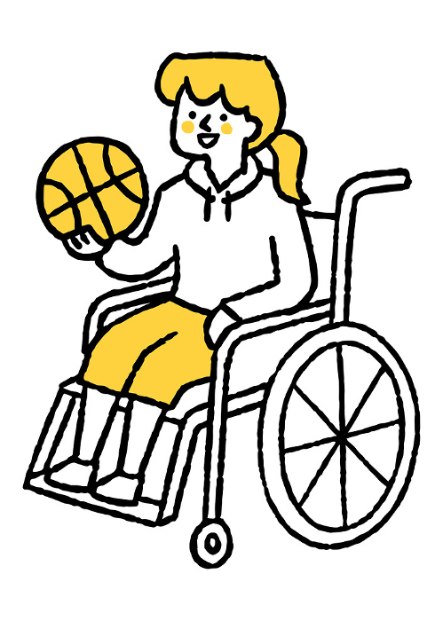 Woman playing basketball in a wheelchair
