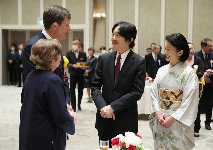 Prince and Princess Akishino attend a commemorative tea ceremony for the 39th International Prize for Biology and meet with the laureates at the Meiji Kinenkan in Minato ku, Tokyo, Japan, on December 14, 2023, at 11:52 a.m.  Photo by Representative  Prince and Princess Akishino attend a commemorative tea ceremony for the 39th International Prize for Biology and meet with the laureates at the Meiji Kinenkan in Minato ku, Tokyo, Japan, on December 14, 2023, at 11:52 a.m.  Photo by Representative 