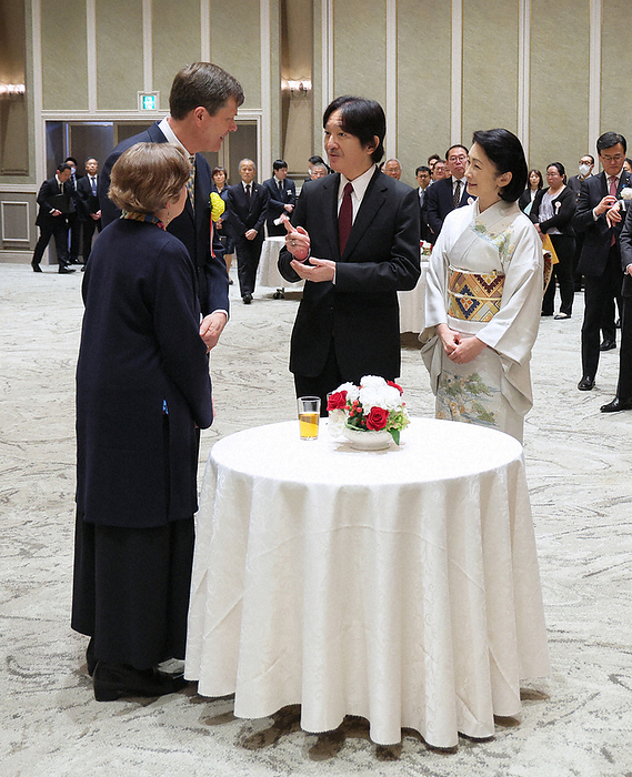 Prince and Princess Akishino attend the 39th International Prize for Biology Commemorative Tea Ceremony and meet with the prize winners. Prince and Princess Akishino attend a commemorative tea ceremony for the 39th International Prize for Biology and meet with the laureates at the Meiji Kinenkan in Minato ku, Tokyo, at 11:50 a.m. on December 14, 2023  Photo by Representative Director 