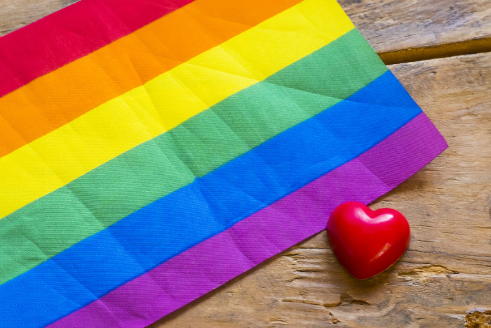 Chocolate hearts and rainbow flags