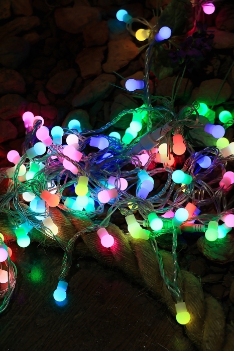 Illuminated lights of December Christmas