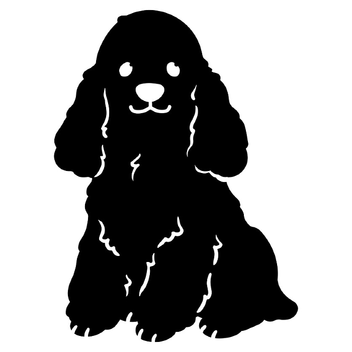 Simple and cute English Cocker Spaniel silhouette sitting facing front with face